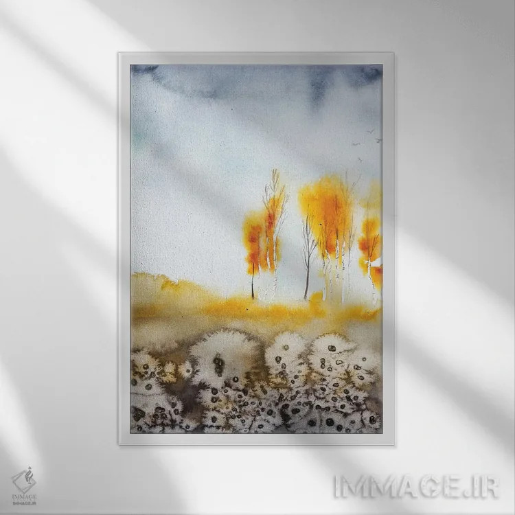 تابلو انتزاعی پاییز اثر اوگنیا اسمیرنوا - نمای قابدار سفید