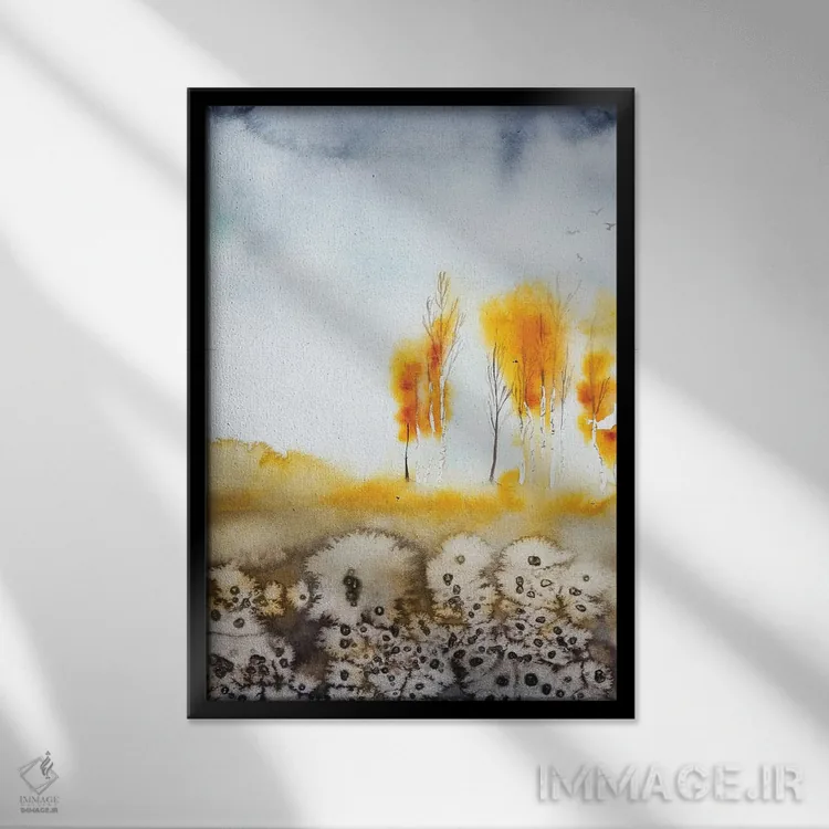 تابلو انتزاعی پاییز اثر اوگنیا اسمیرنوا - نمای قابدار مشکی