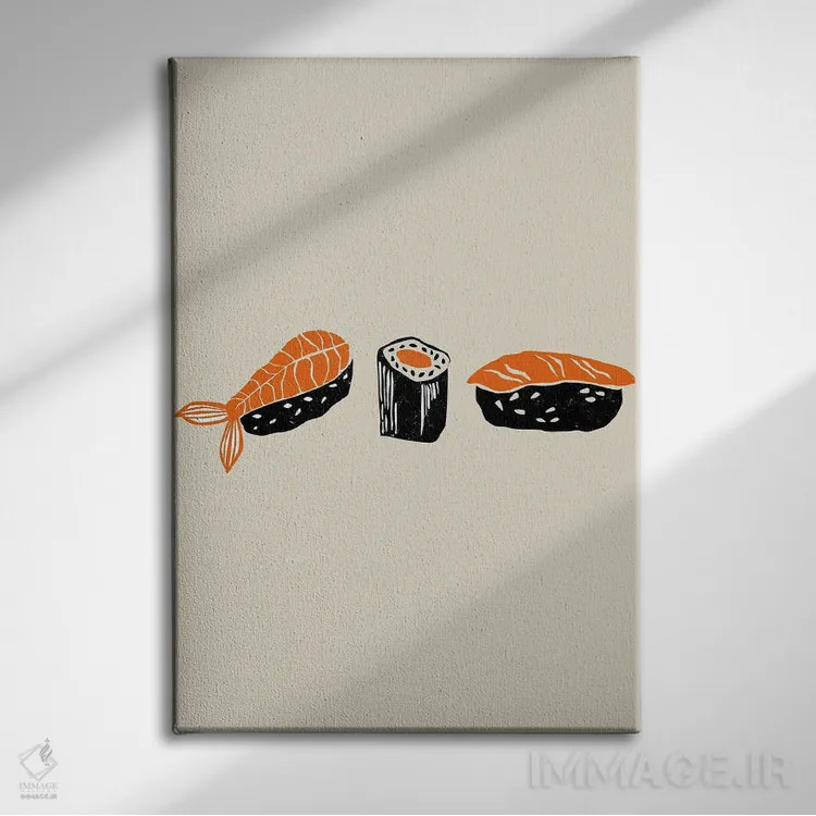 تابلو مینیمال هنر سوشی اثر اوگنیا اسمیرنوا - نمای روبهرو روی دیوار