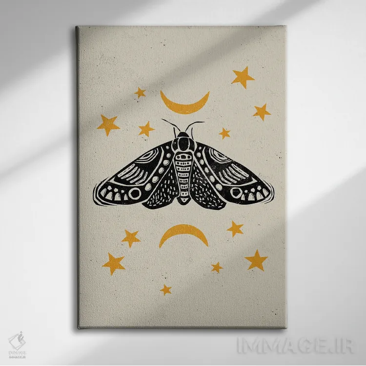 تابلو دکوراتیو شب پره به سبک لینوکات اثر اوگنیا اسمیرنوا - نمای روبهرو روی دیوار