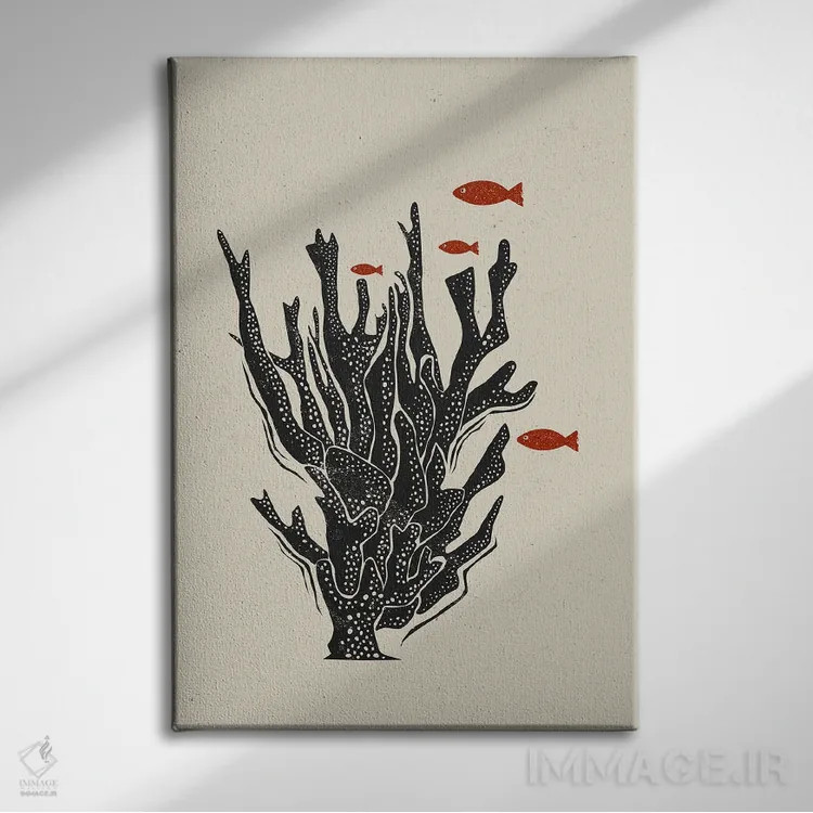 تابلو مینیمال مرجان اثر اوگنیا اسمیرنوا - نمای روبهرو روی دیوار