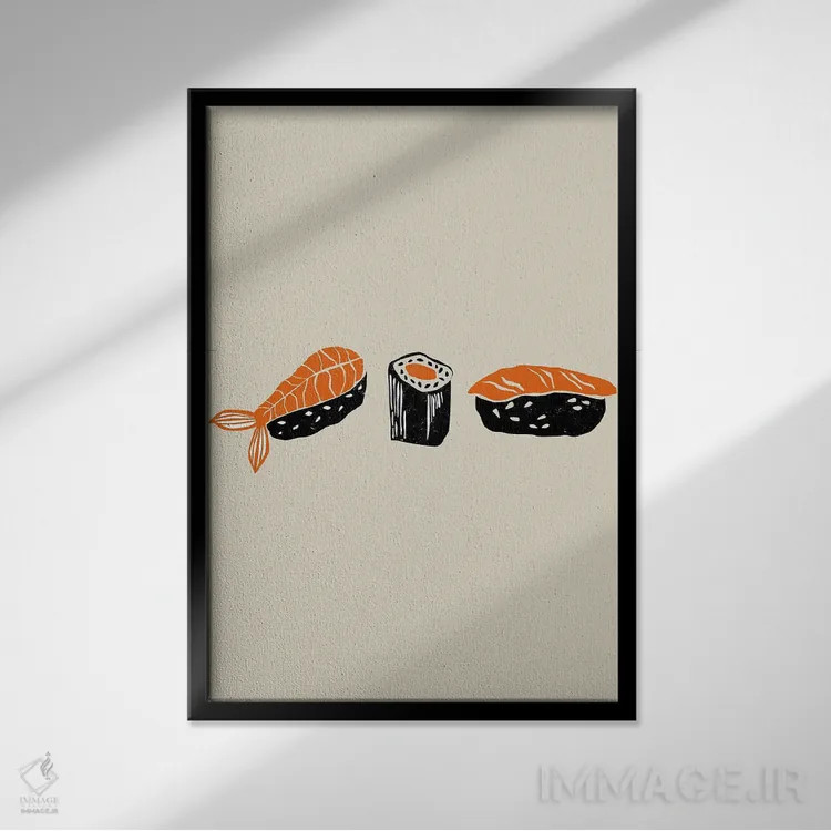 تابلو مینیمال هنر سوشی اثر اوگنیا اسمیرنوا - نمای قابدار مشکی
