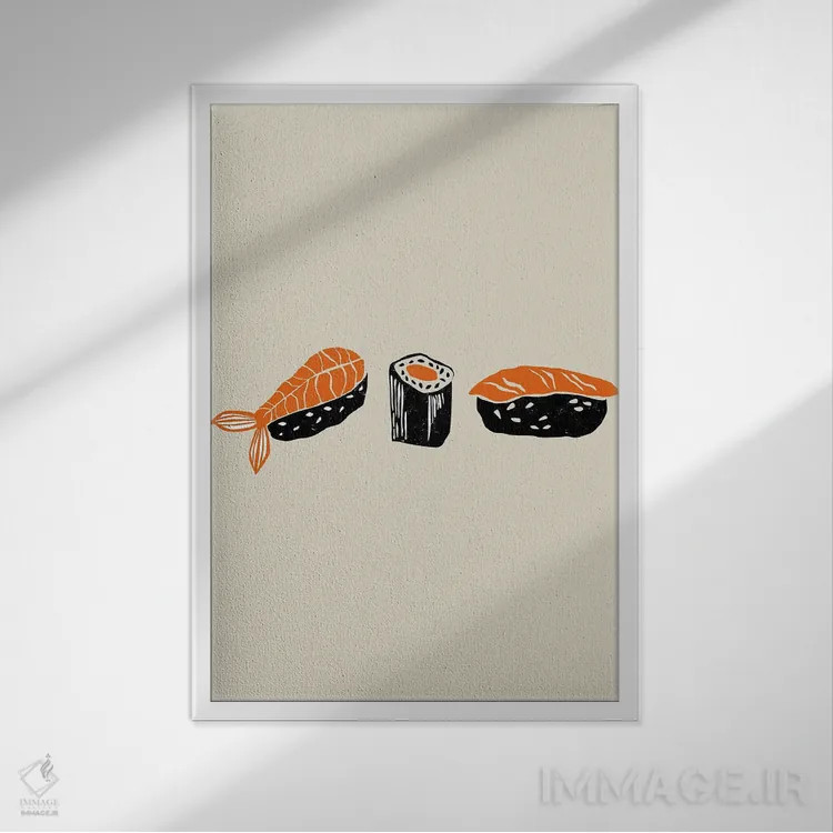 تابلو مینیمال هنر سوشی اثر اوگنیا اسمیرنوا - نمای قابدار سفید