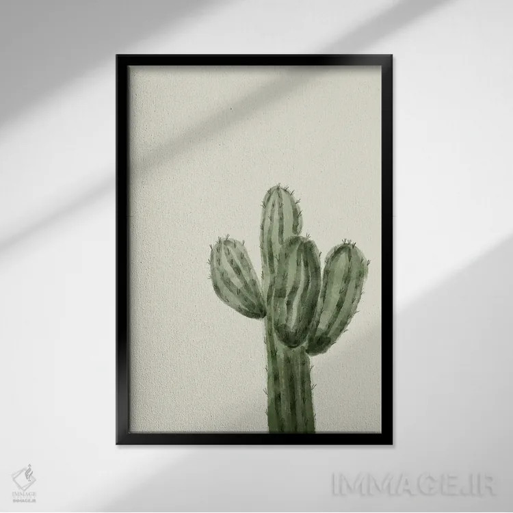 تابلو مینیمال هنر کاکتوس اثر اوگنیا اسمیرنوا - نمای قابدار مشکی
