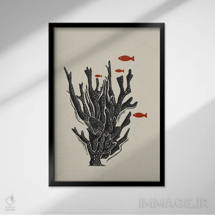 تابلو مینیمال مرجان اثر اوگنیا اسمیرنوا - نمای قابدار مشکی
