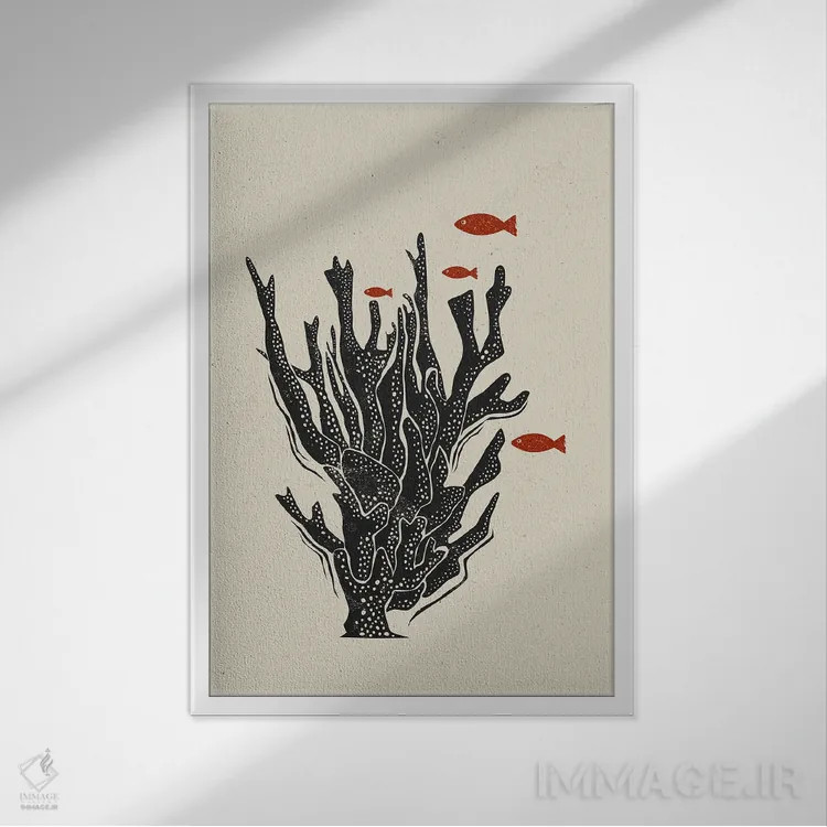 تابلو مینیمال مرجان اثر اوگنیا اسمیرنوا - نمای قابدار سفید