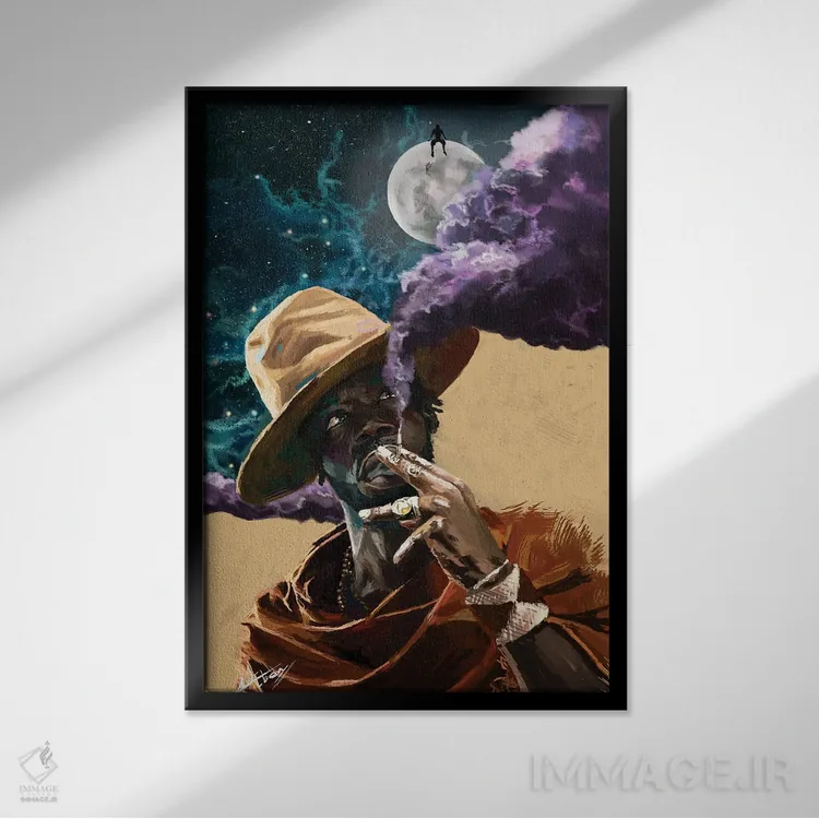 تابلو دکوراتیو تماشای ستارگان اثر ابن نواکپانی - نمای قابدار مشکی