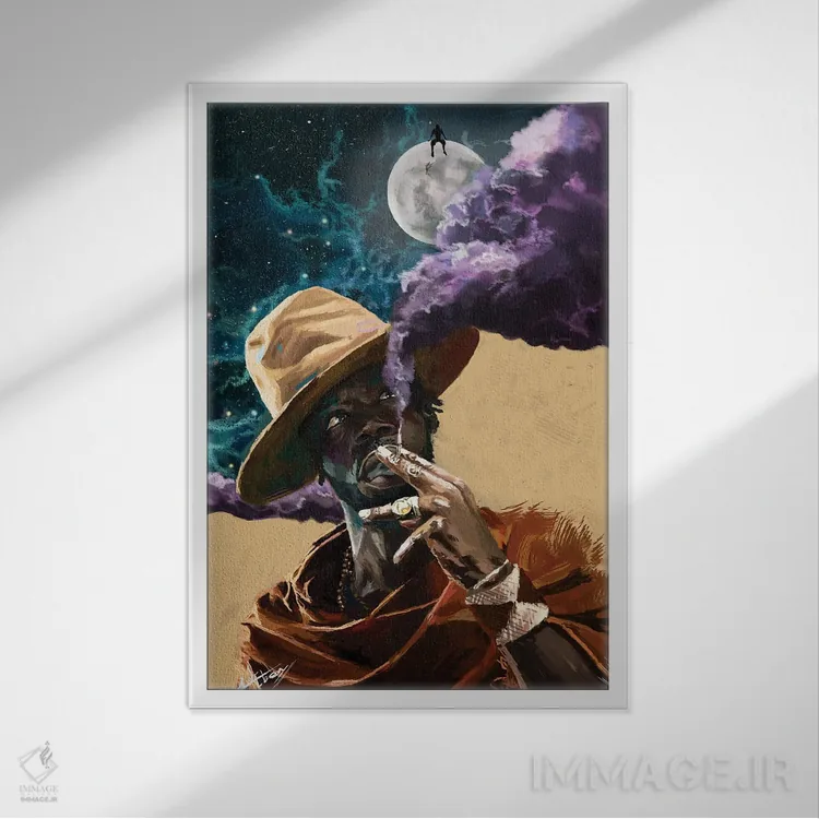 تابلو دکوراتیو تماشای ستارگان اثر ابن نواکپانی - نمای قابدار سفید