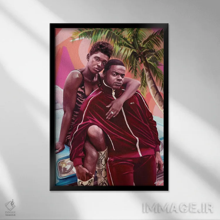 تابلو دکوراتیو ملکه و اسلیم اثر ابن نواکپانی - نمای قابدار مشکی