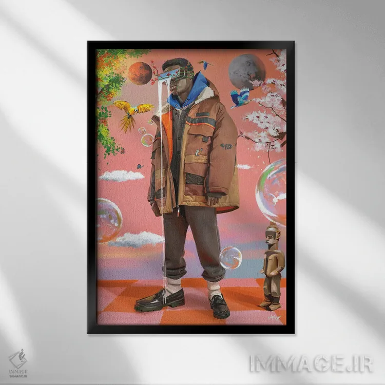 تابلو دکوراتیو خوش بین اثر ابن نواکپانی - نمای قابدار مشکی