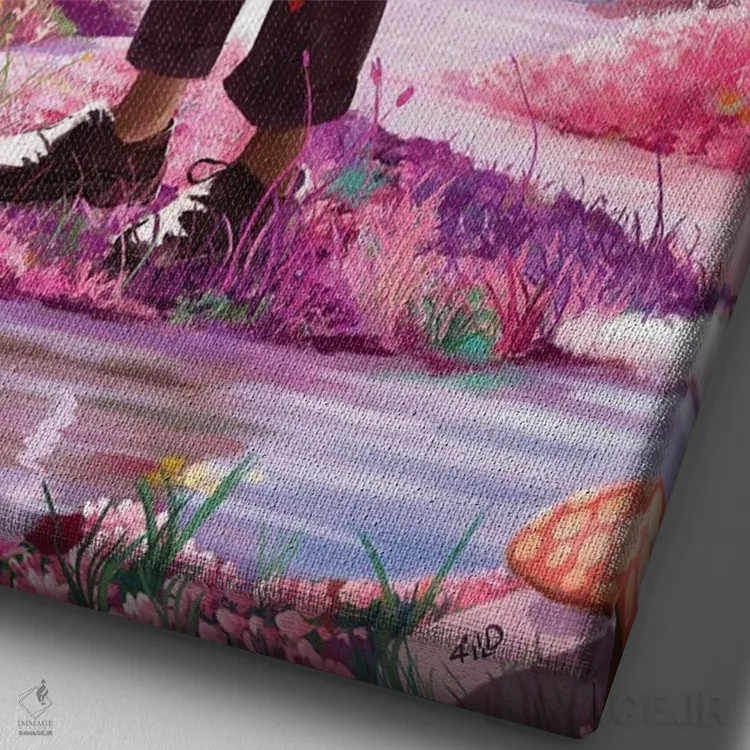 تابلو دکوراتیو کوچ نشین اثر ابن نواکپانی - نمای نزدیک بافت بوم