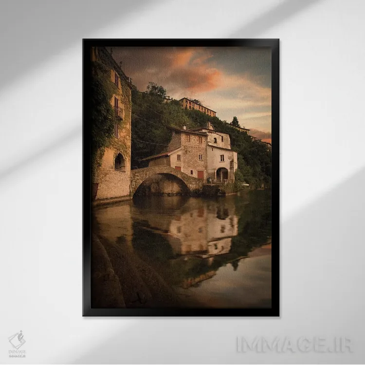 تابلو دکوراتیو نسو، دریاچه کومو ۱ اثر انزو رومانو - نمای قابدار مشکی