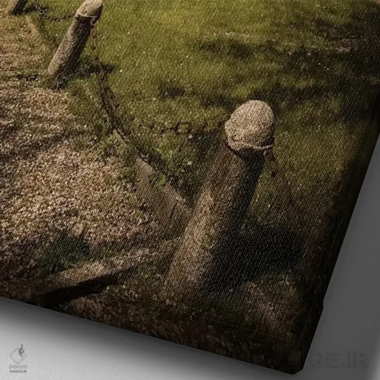 تابلو دکوراتیو شکوفه گیلاس روی دریاچه کومو اثر انزو رومانو - نمای نزدیک بافت بوم