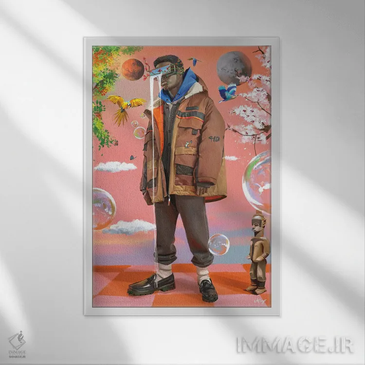 تابلو دکوراتیو خوش بین اثر ابن نواکپانی - نمای قابدار سفید