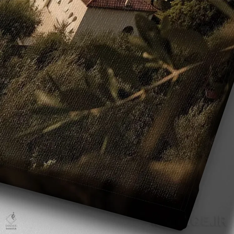 تابلو دکوراتیو دریاچه گاردا توربوله با قاب اثر انزو رومانو - نمای نزدیک بافت بوم