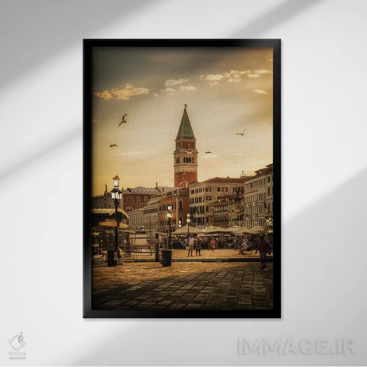 تابلو دکوراتیو ونیز اثر انزو رومانو - نمای قابدار مشکی