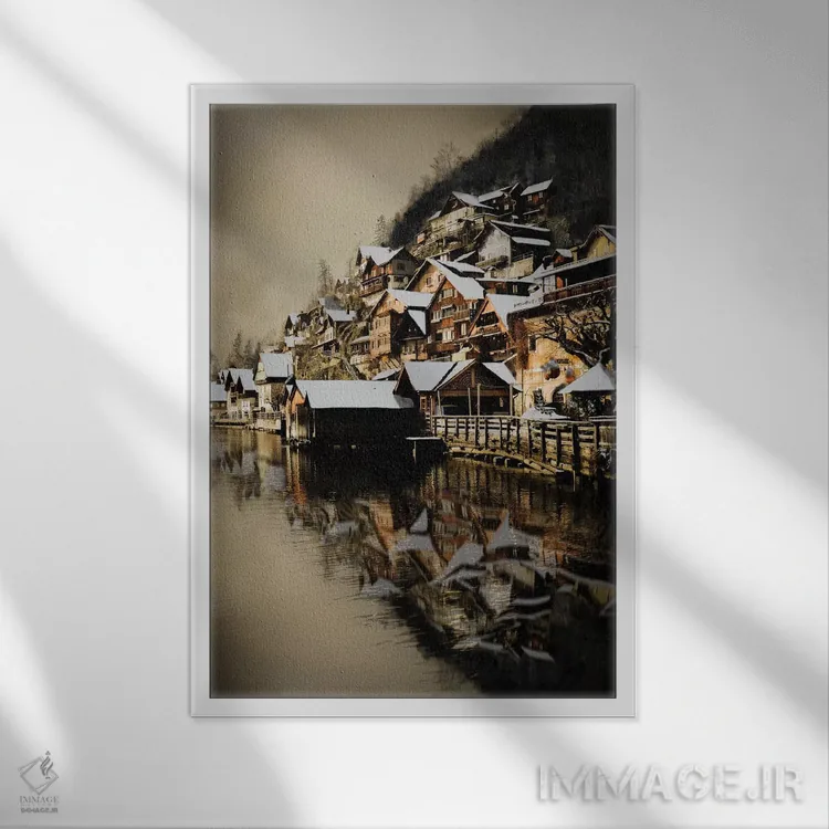 تابلو دکوراتیو هالشتات، اتریش اثر انزو رومانو - نمای قابدار سفید