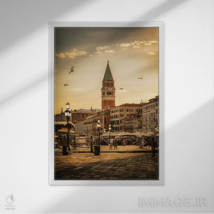 تابلو دکوراتیو ونیز اثر انزو رومانو - نمای قابدار سفید