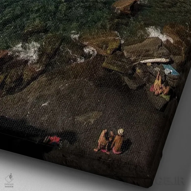 تابلو دکوراتیو صخره های پورتو ونره اثر انزو رومانو - نمای نزدیک بافت بوم