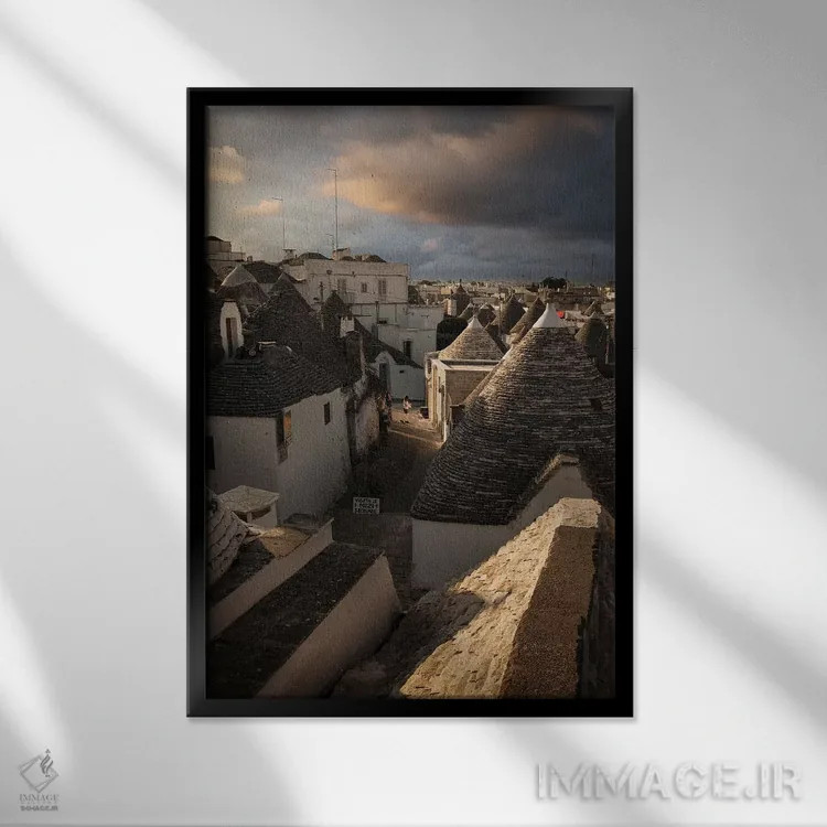 تابلو دکوراتیو آلبروبلو، آپولیا ۲ اثر انزو رومانو - نمای قابدار مشکی