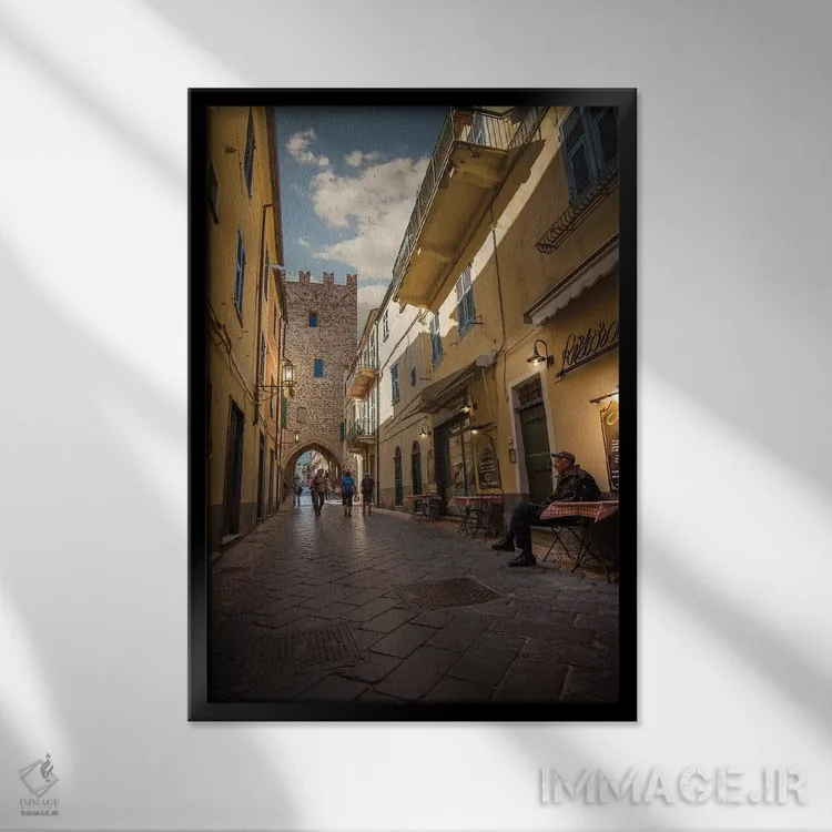 تابلو دکوراتیو نولی، لیگوریا، ایتالیا اثر انزو رومانو - نمای قابدار مشکی