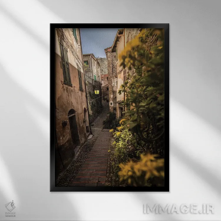 تابلو دکوراتیو بادالوکو، لیگوریا، ایتالیا اثر انزو رومانو - نمای قابدار مشکی