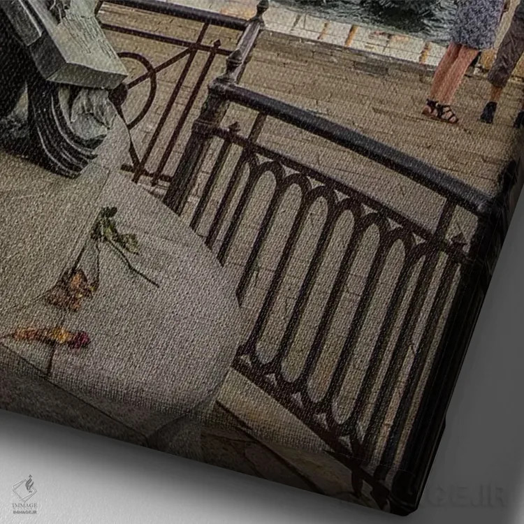 تابلو دکوراتیو شیر با کلیسای سن جورجیو اثر انزو رومانو - نمای نزدیک بافت بوم