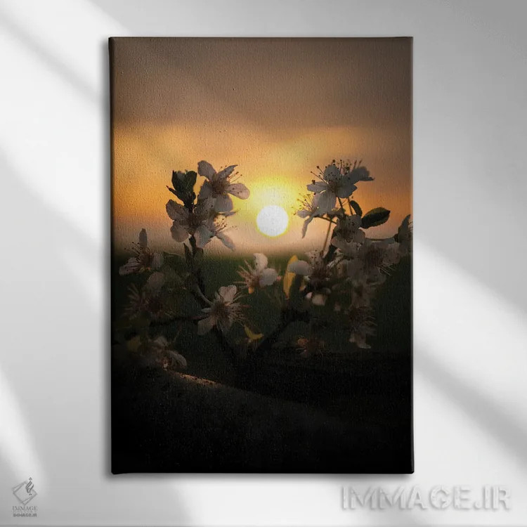 تابلو دکوراتیو غروب آفتاب اثر انزو رومانو - نمای روبهرو روی دیوار