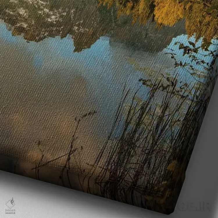تابلو دکوراتیو دریاچه ولسپرگ اثر انزو رومانو - نمای نزدیک بافت بوم