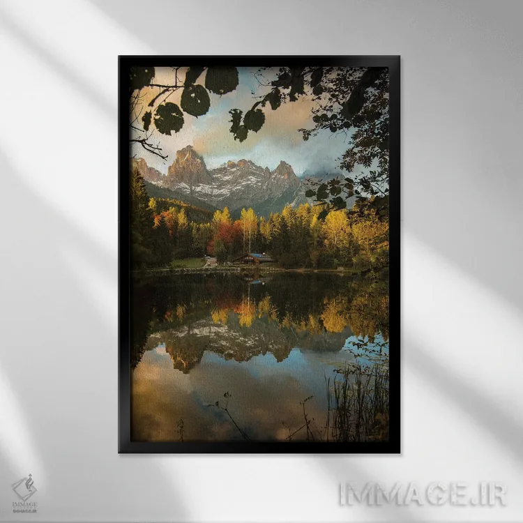 تابلو دکوراتیو دریاچه ولسپرگ اثر انزو رومانو - نمای قابدار مشکی