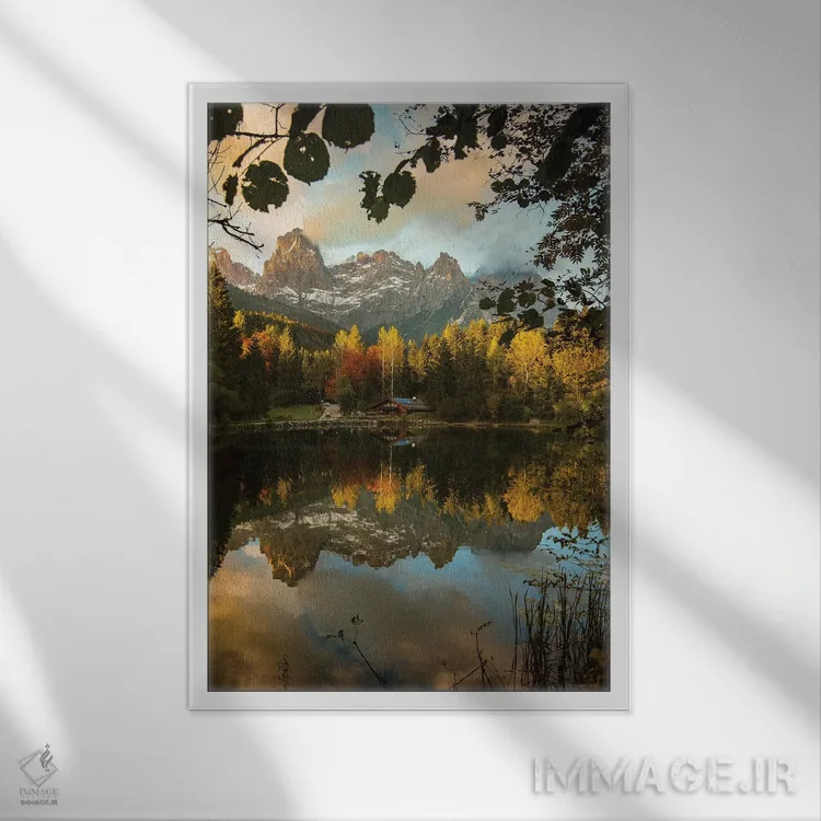 تابلو دکوراتیو دریاچه ولسپرگ اثر انزو رومانو - نمای قابدار سفید