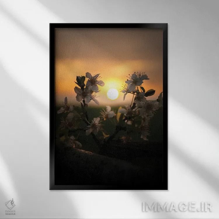 تابلو دکوراتیو غروب آفتاب اثر انزو رومانو - نمای قابدار مشکی