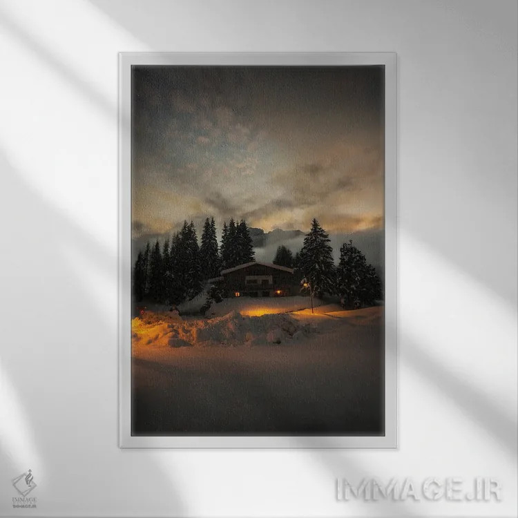 تابلو دکوراتیو زمستان III اثر انزو رومانو - نمای قابدار سفید