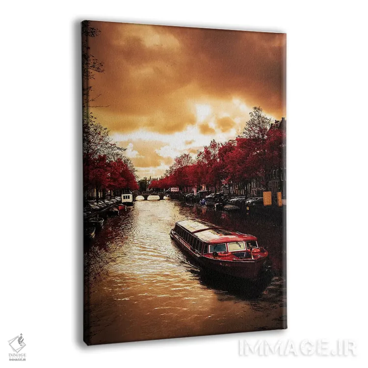 تابلو دکوراتیو برگ های قرمز در آمستردام اثر انزو رومانو - نمای پرسپکتیو محصول