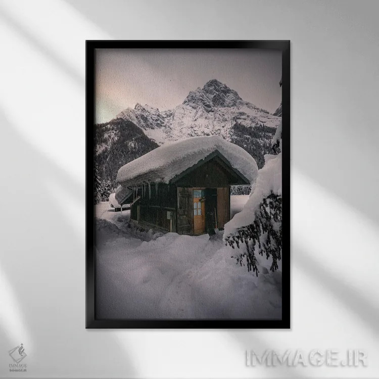 تابلو دکوراتیو زمستان اثر انزو رومانو - نمای قابدار مشکی