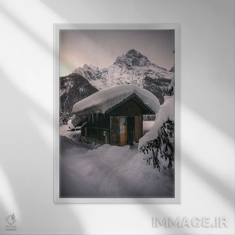 تابلو دکوراتیو زمستان اثر انزو رومانو - نمای قابدار سفید
