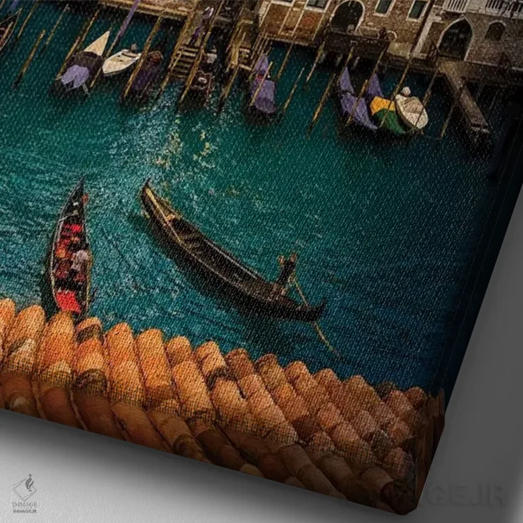 تابلو دکوراتیو غروب آفتاب در ونیز اثر انزو رومانو - نمای نزدیک بافت بوم