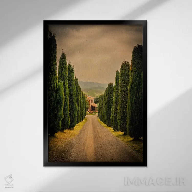تابلو دکوراتیو دره ارشیا، توسکانی اثر انزو رومانو - نمای قابدار مشکی