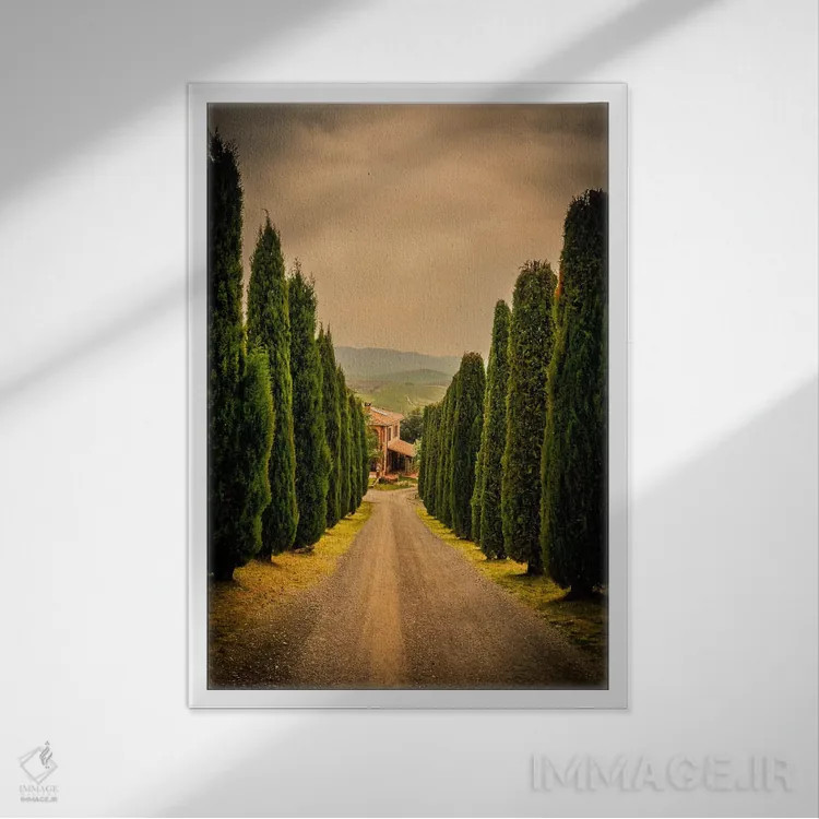 تابلو دکوراتیو دره ارشیا، توسکانی اثر انزو رومانو - نمای قابدار سفید