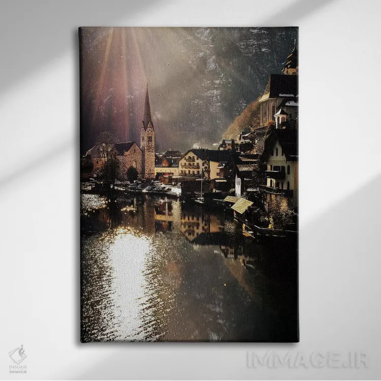 تابلو دکوراتیو نور خورشید در هالشتات اثر انزو رومانو - نمای روبهرو روی دیوار