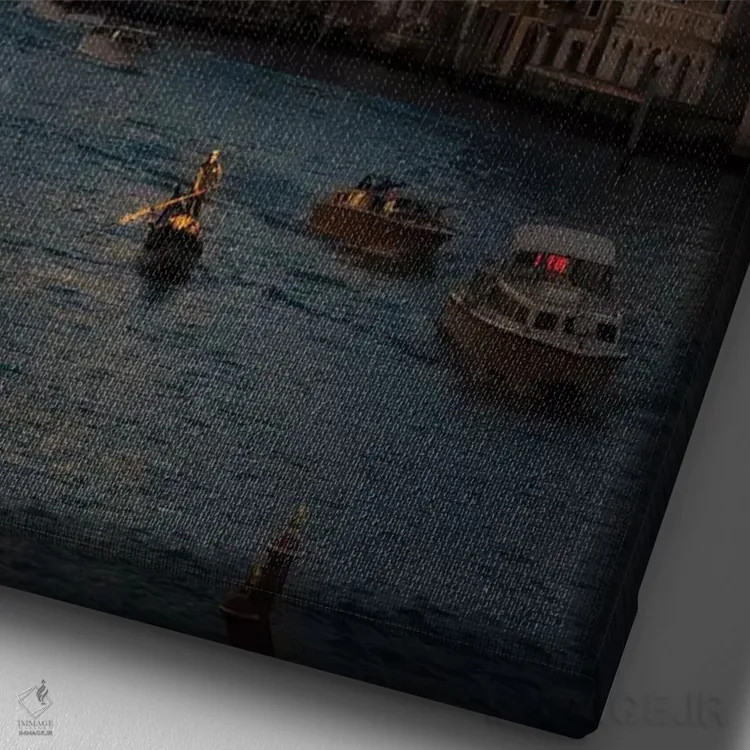 تابلو دکوراتیو غروب ونیز اثر انزو رومانو - نمای نزدیک بافت بوم