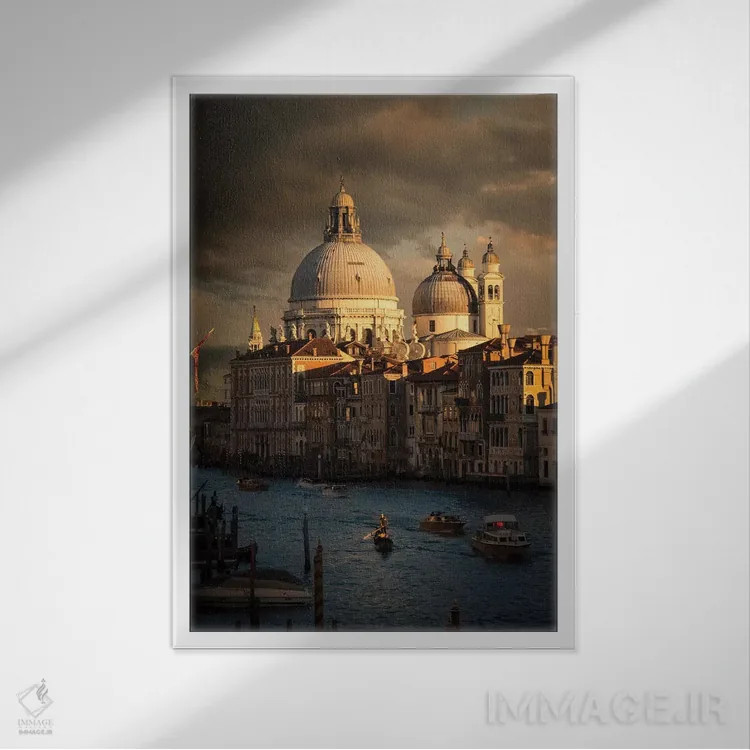 تابلو دکوراتیو غروب ونیز اثر انزو رومانو - نمای قابدار سفید