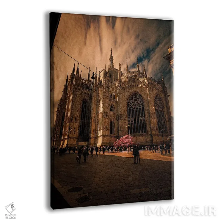 تابلو دکوراتیو کلیسای جامع میلان در بهار اثر انزو رومانو - نمای پرسپکتیو محصول