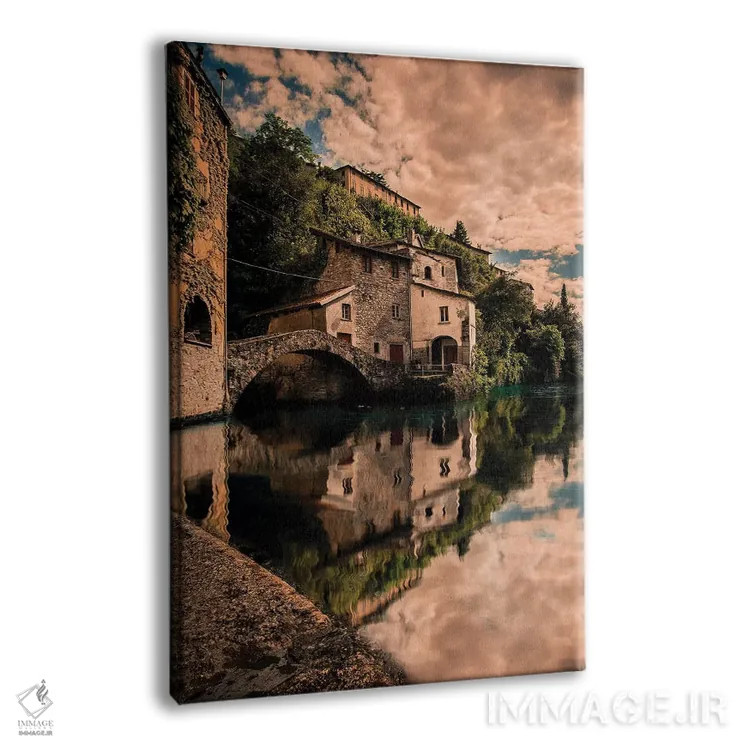 تابلو دکوراتیو نسو در کنار دریاچه کومو اثر انزو رومانو - نمای پرسپکتیو محصول