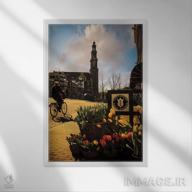 تابلو دکوراتیو آمستردام V اثر انزو رومانو - نمای قابدار سفید