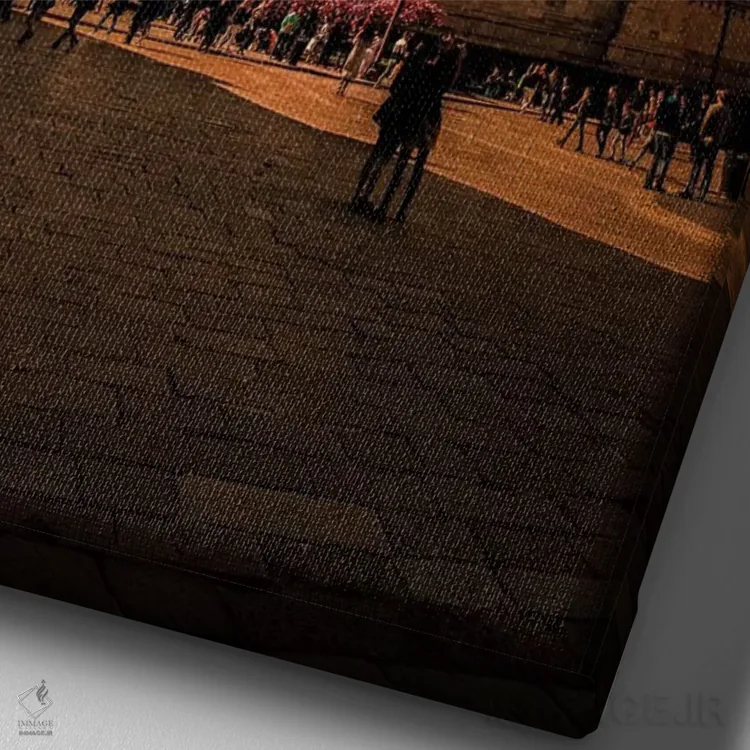 تابلو دکوراتیو کلیسای جامع میلان در بهار اثر انزو رومانو - نمای نزدیک بافت بوم