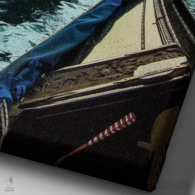 تابلو دکوراتیو قایق سواری گوندولا اثر انزو رومانو - نمای نزدیک بافت بوم