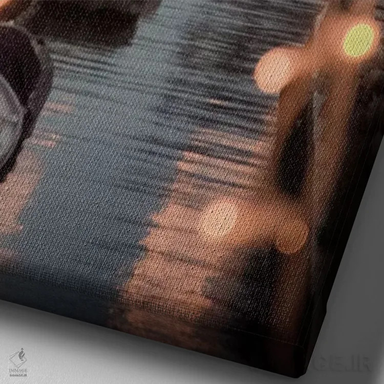 تابلو دکوراتیو ونیز چراغ ها II اثر انزو رومانو - نمای نزدیک بافت بوم