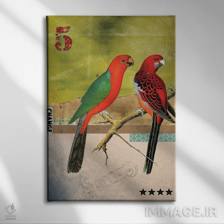 تابلو دکوراتیو پرندگان اثر الو مارک - نمای روبهرو روی دیوار