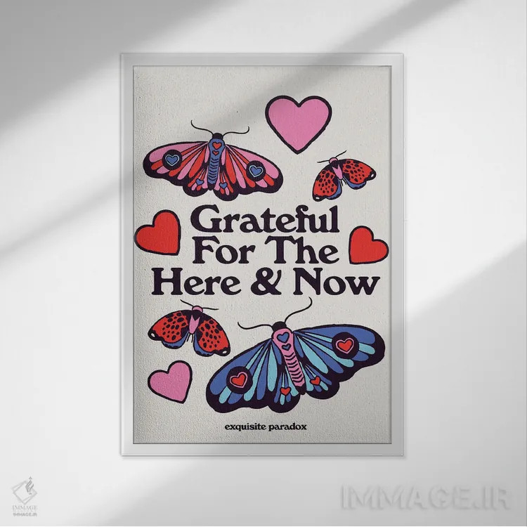 تابلو دکوراتیو شب پره های سپاسگزار اثر پاردوکس بی نظیر - نمای قابدار سفید